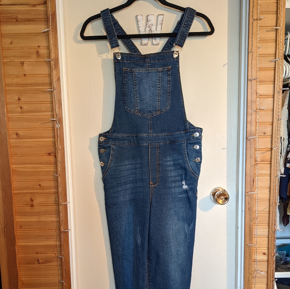 Distressed Denim Overalls